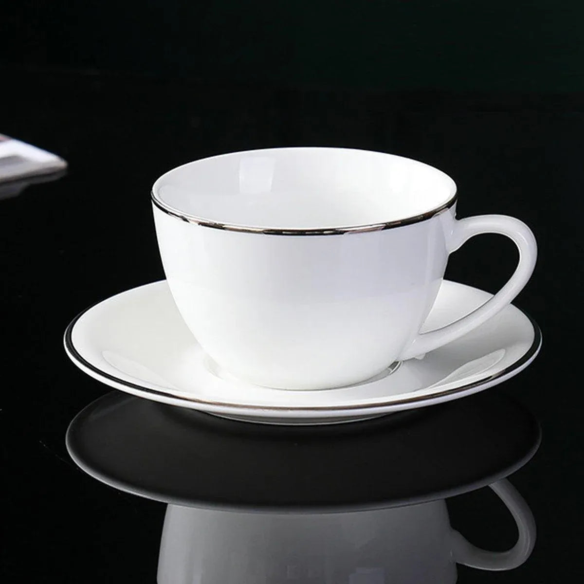 6PCS Ceramic Coffee Cup and Saucer Set Apricot Tea Cup with Ear Hotel Coffee Cup - 160ml