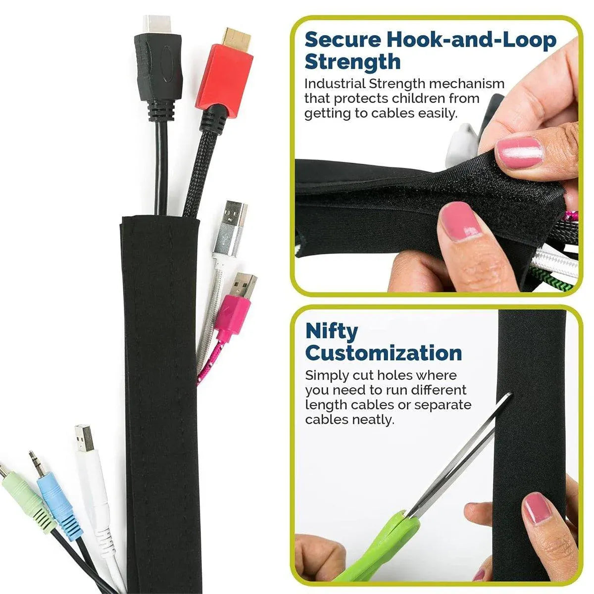 3 Rolls Cable Sleeves Wire Management Protection Sleeves Durable Finishing Cover