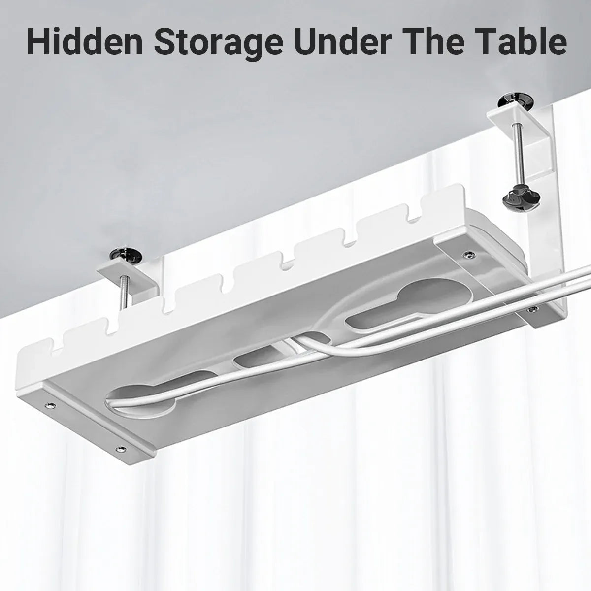 Under Table Cable Management Rack Wire Organizer Power Strip Holder for Home - 40cm