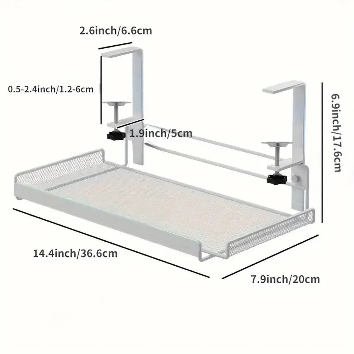 Under Desk Storage Shelf Hidden Drawer Organizer for Office Home Table Space - White