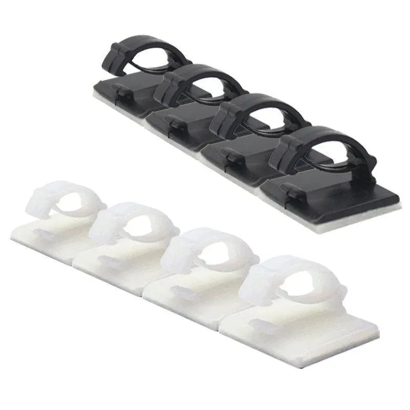 100X Cable Clips Holder Tidy Adhesive Home Car Wire Tie Fixer Drop Clamp Cord - Black-100PCS