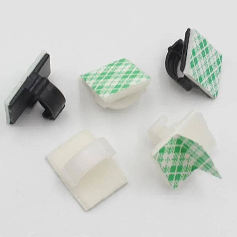100X Cable Clips Holder Tidy Adhesive Home Car Wire Tie Fixer Drop Clamp Cord - Black-100PCS