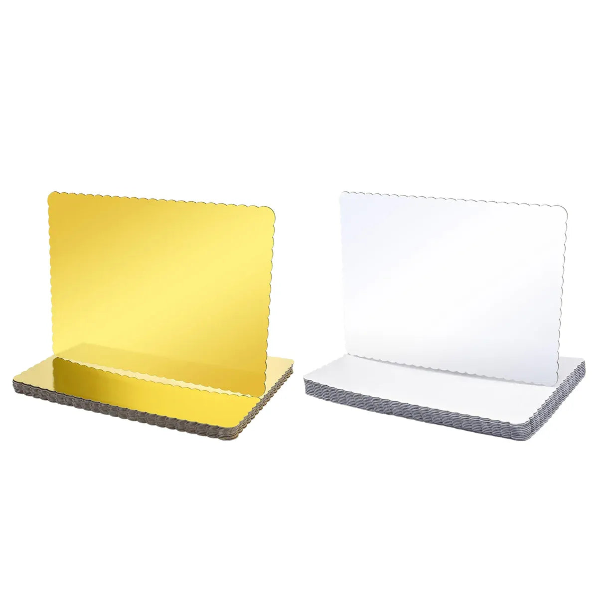 Corrugated Cake Base Cardboard Rectangle Wavy Edge Bakery Pastry Display Tray - Gold