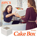 10 Pcs Large Window Cake Box Cardboard Square Bakery Dessert Display Container