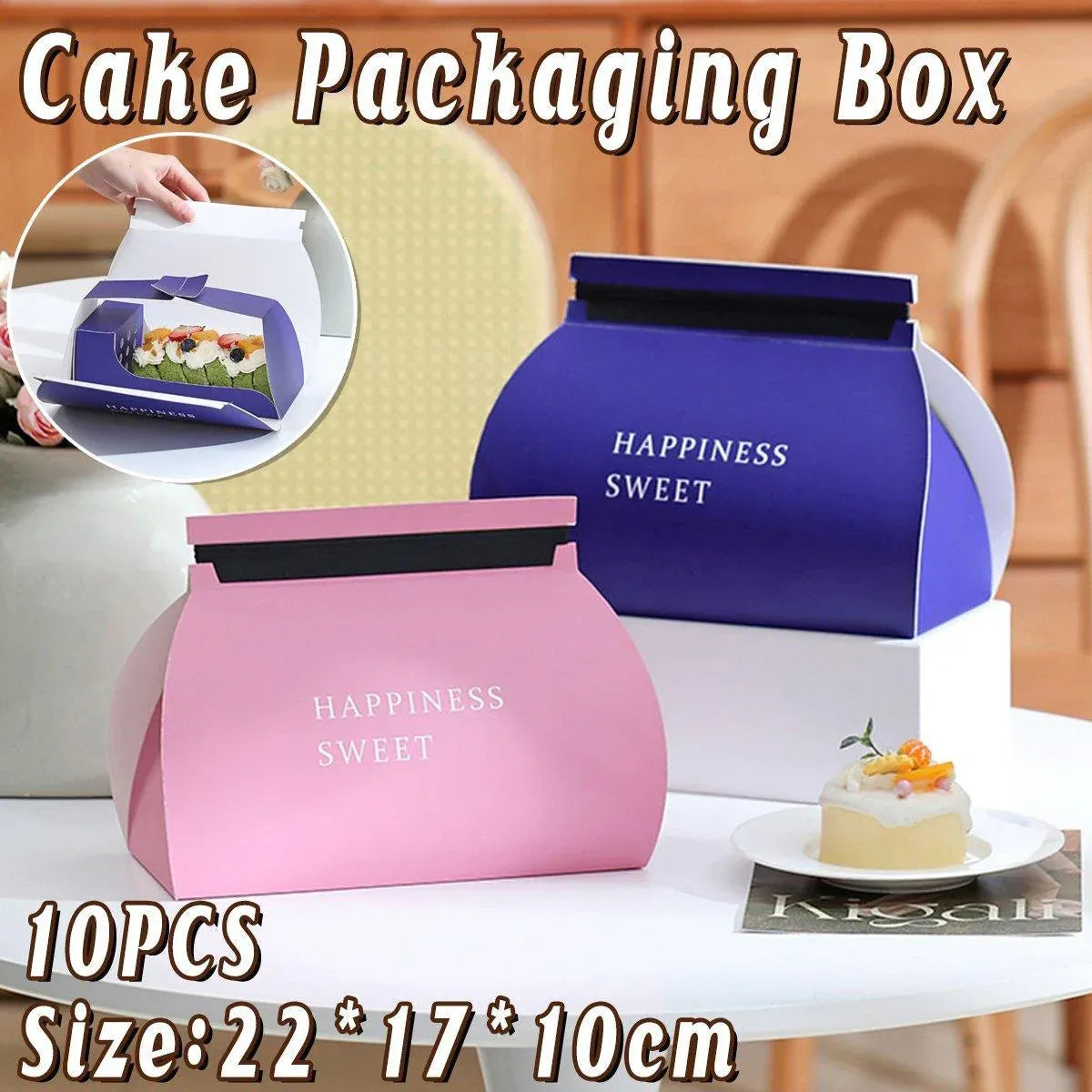 10pcs Pastry Box Mousse Layer Cake Roll Towel Roll Packaging Box Bakery Supplies - Pink