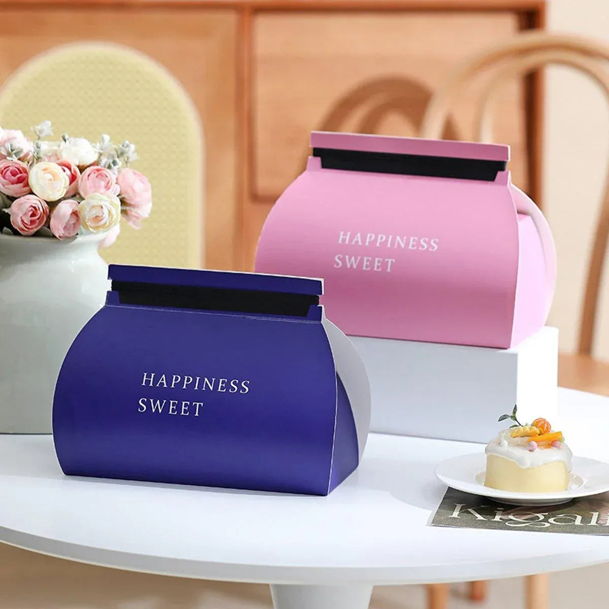 10pcs Pastry Box Mousse Layer Cake Roll Towel Roll Packaging Box Bakery Supplies - Pink