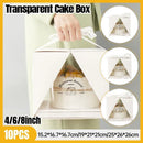 10x Clear Cake Box Set 4 6 8 Inch Durable Versatile Display Packaging Containers - 10pcs-6inch