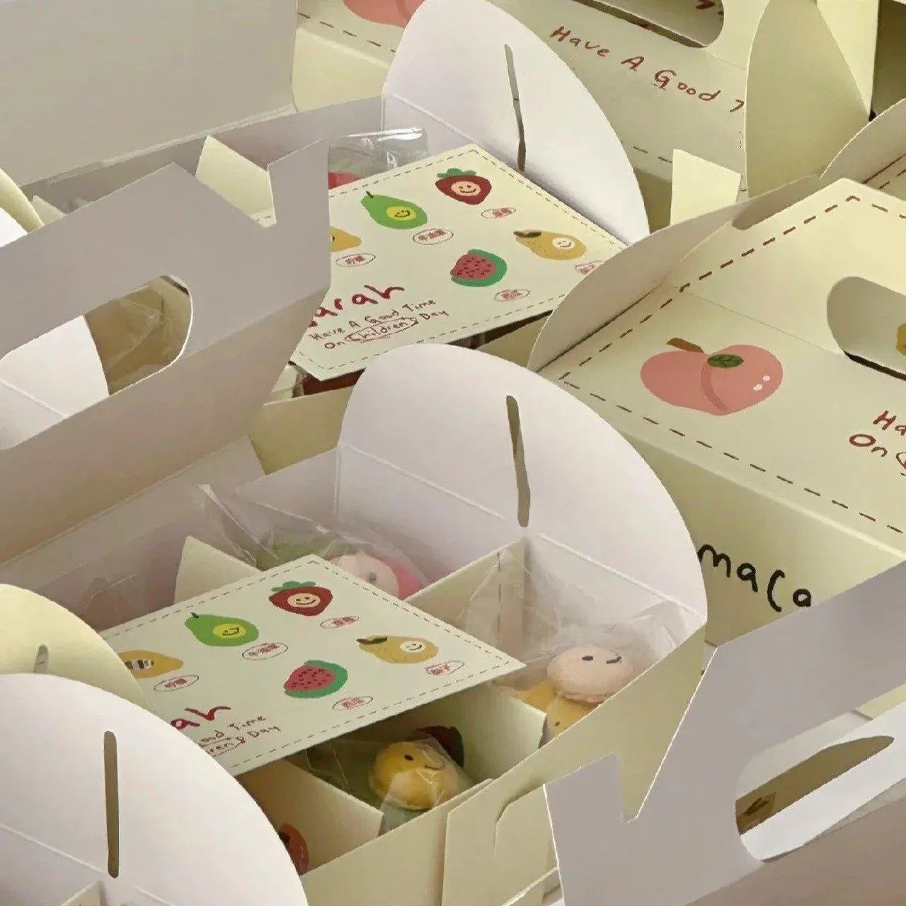 10 Pack Cake Box Set Cardstock Printed Partitioned Interior for Macarons Pastrie