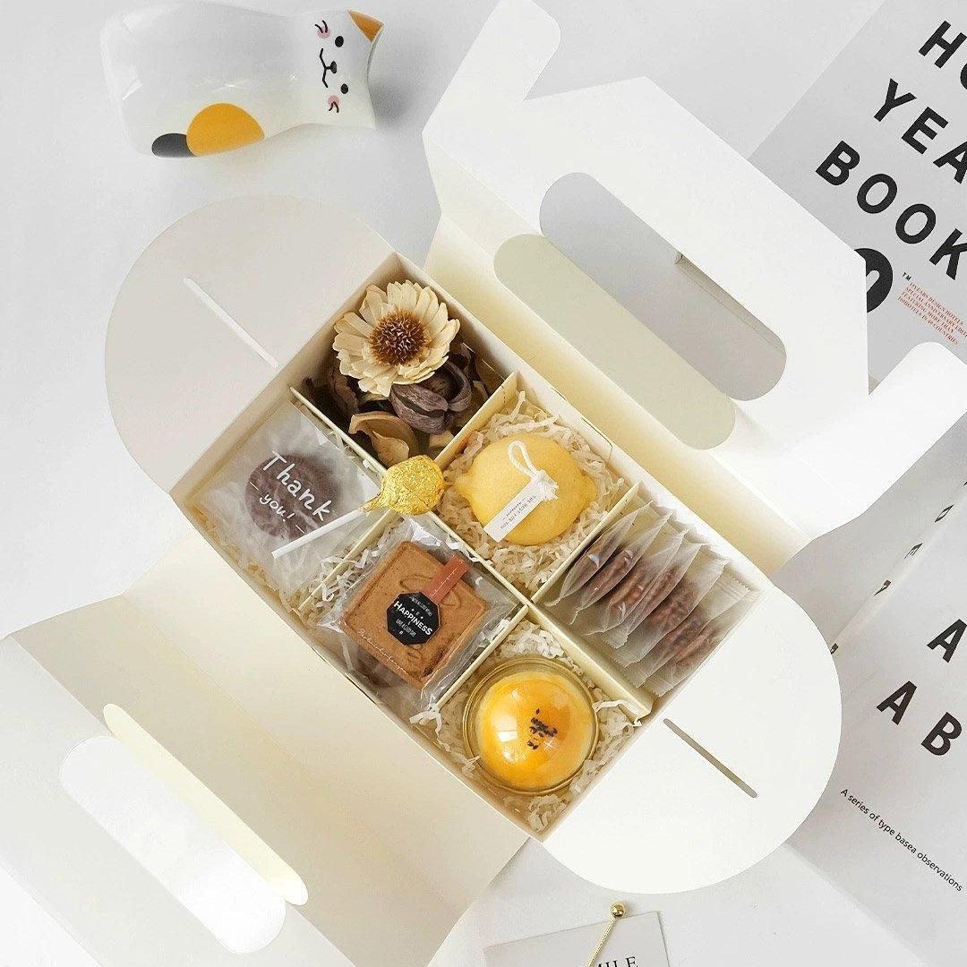 10 Pack Cake Box Set Cardstock Printed Partitioned Interior for Macarons Pastrie