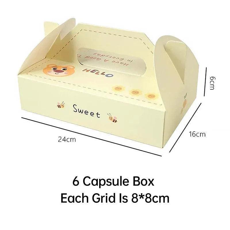 10 Pack Cake Box Set Cardstock Printed Partitioned Interior for Macarons Pastrie