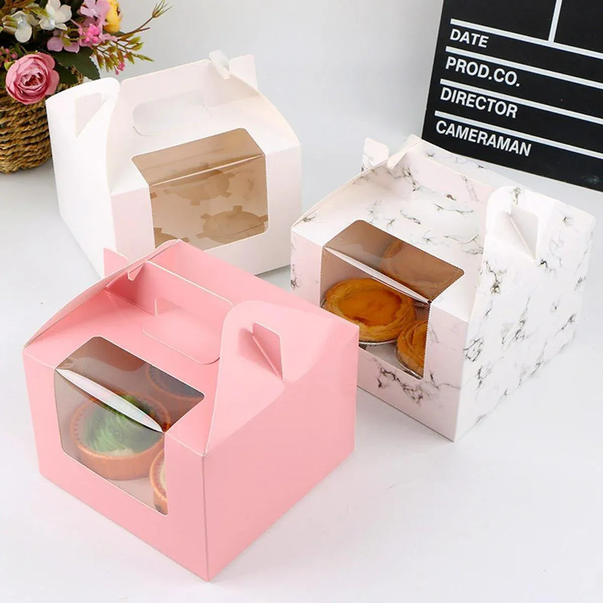 25pcs Portable Cupcake Packaging Box with Transparent Window for Easy Opening - Blue-2Cup
