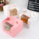 25pcs Portable Cupcake Packaging Box with Transparent Window for Easy Opening - Brown-2Cup