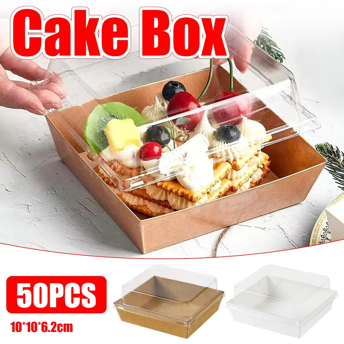 50Pcs Cake Sandwich Takeaway Box Bakery Packaging Outdoor Party Picnic Boxes - Kraft
