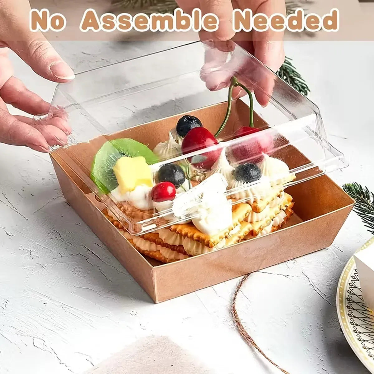 50Pcs Cake Sandwich Takeaway Box Bakery Packaging Outdoor Party Picnic Boxes - Kraft