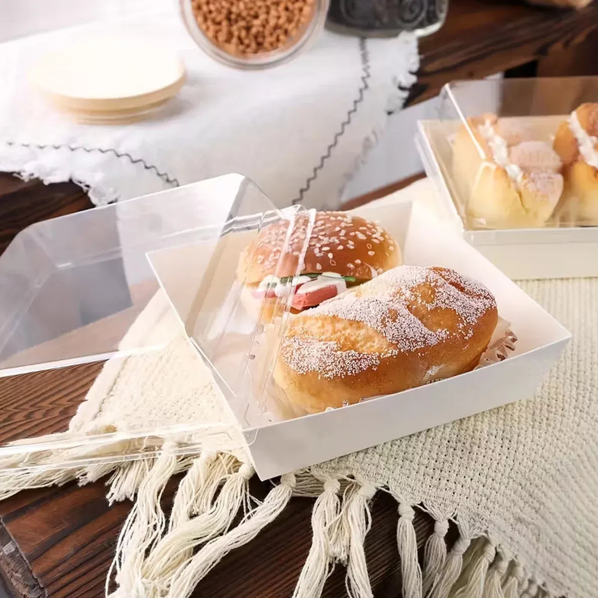 50Pcs Cake Sandwich Takeaway Box Bakery Packaging Outdoor Party Picnic Boxes - Kraft