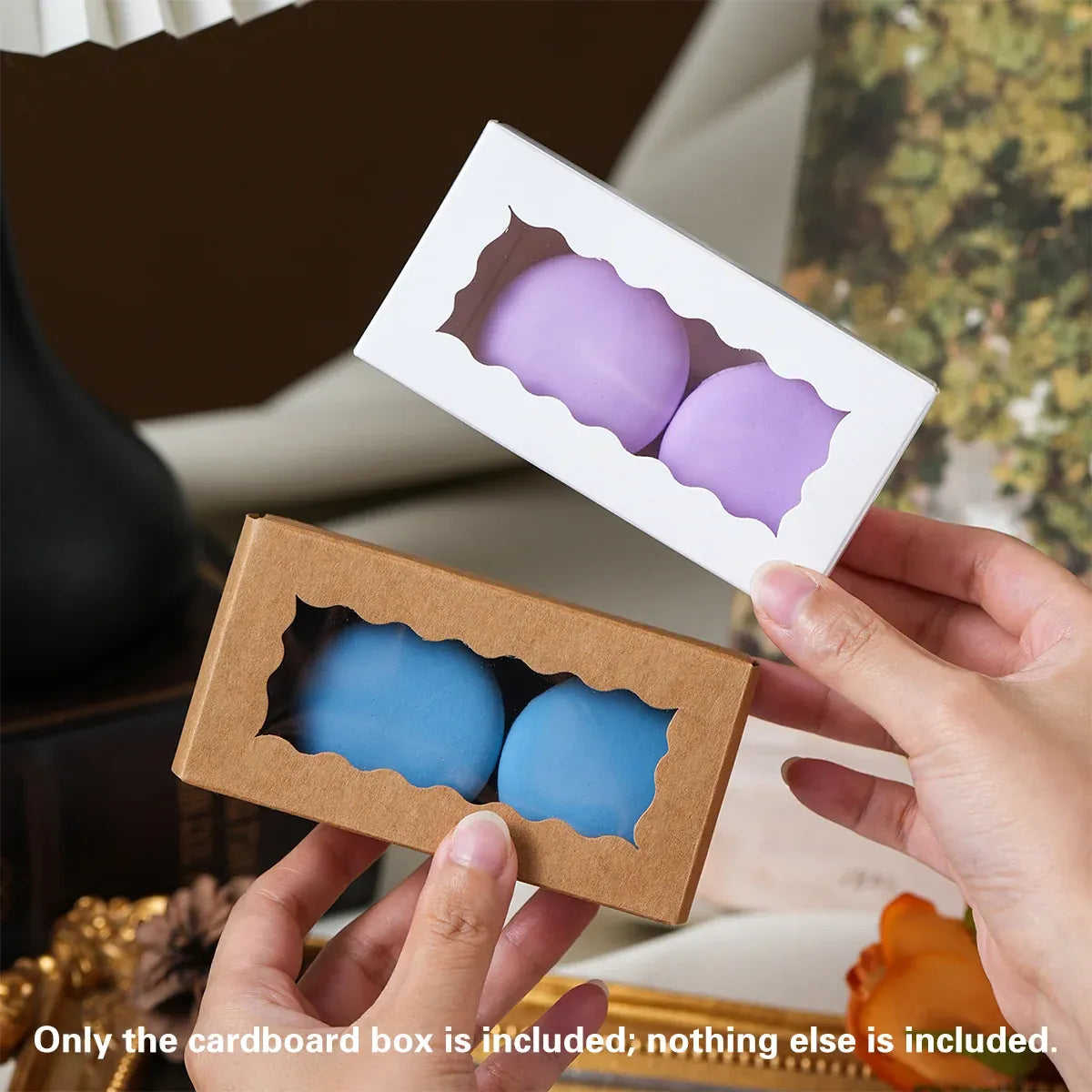 50PCS Kraft Paper Gift Box with Clear Window 10.5x3.5x5.5cm Khaki/White Sturdy - Khaki