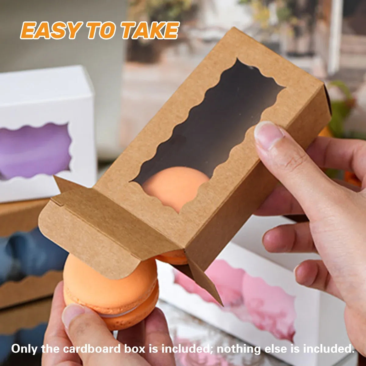 50PCS Kraft Paper Gift Box with Clear Window 10.5x3.5x5.5cm Khaki/White Sturdy - Khaki