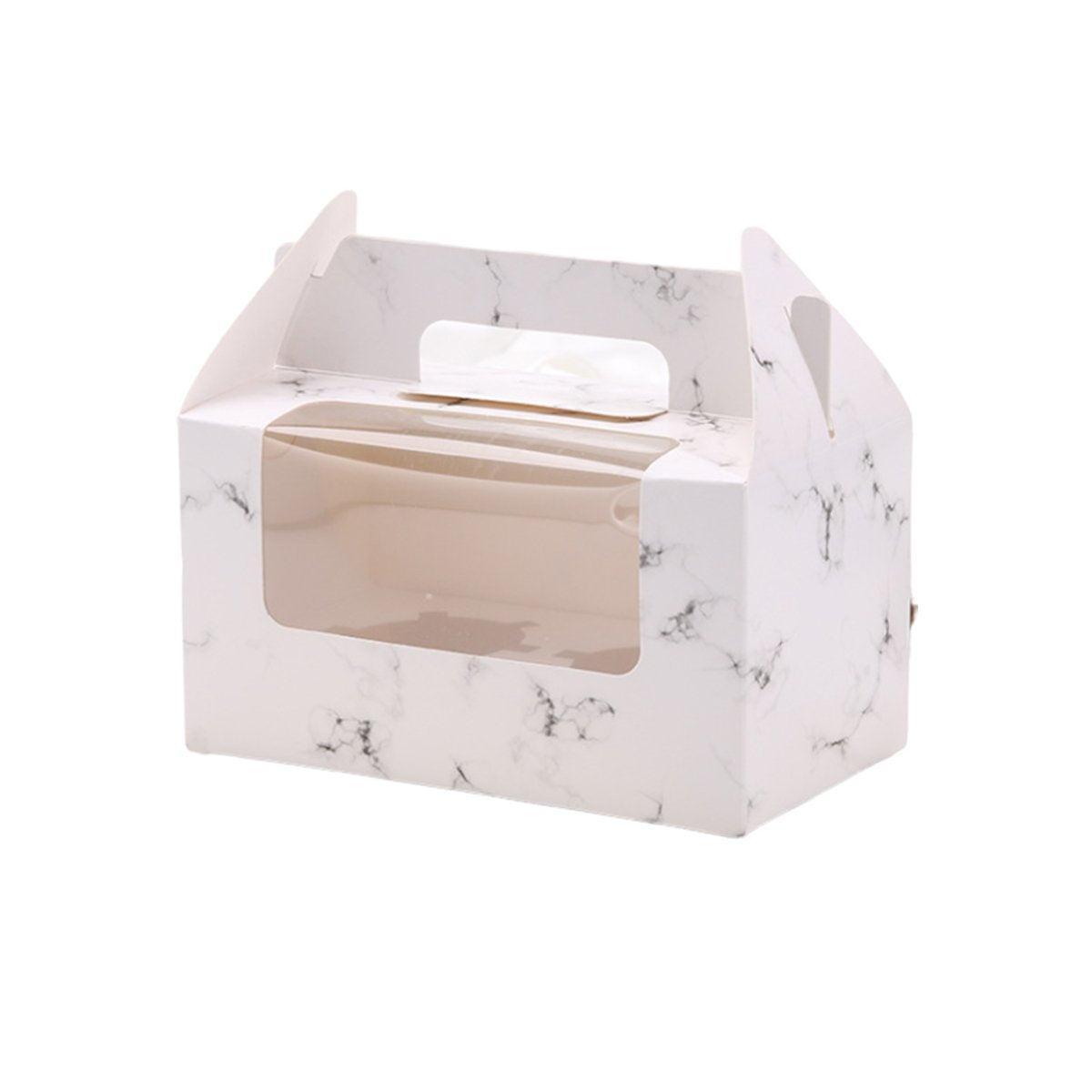 25pcs Portable Cupcake Packaging Box with Transparent Window for Easy Opening - Marble-2Cup