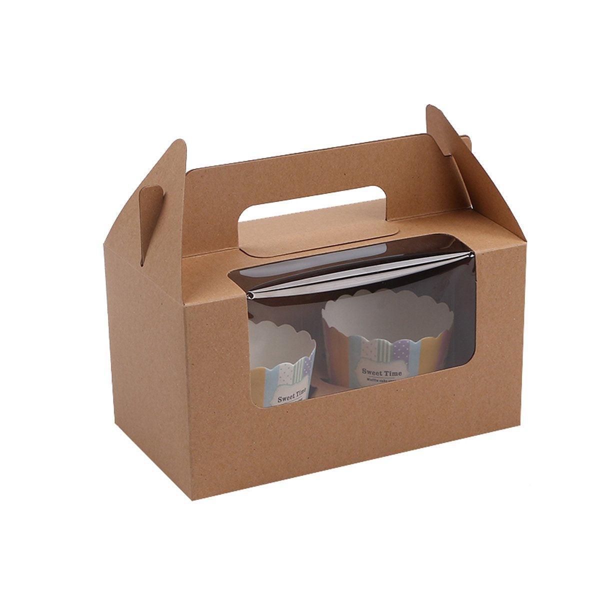 25pcs Portable Cupcake Packaging Box with Transparent Window for Easy Opening - Marble-2Cup