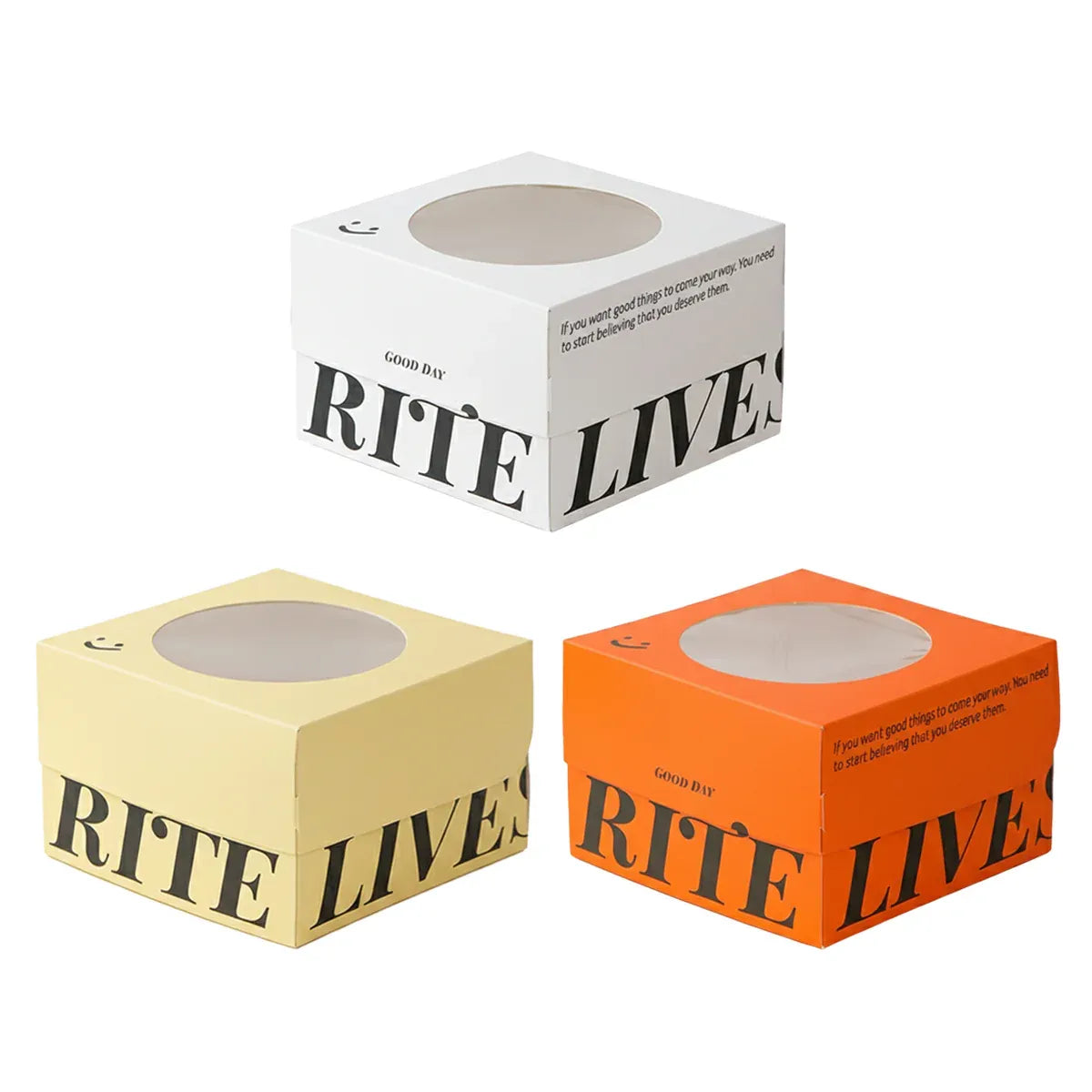 10Pcs Clear Window Cake Dessert Takeaway Box Bakery Packaging For Party Cupcake - Orange