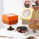 10Pcs Clear Window Cake Dessert Takeaway Box Bakery Packaging For Party Cupcake - Orange