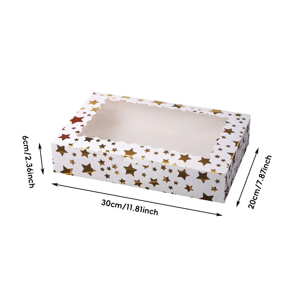 10 Pcs Window Cake Box Gold Star Kraft Cardboard Bakery Party Dessert Gift Box - Star