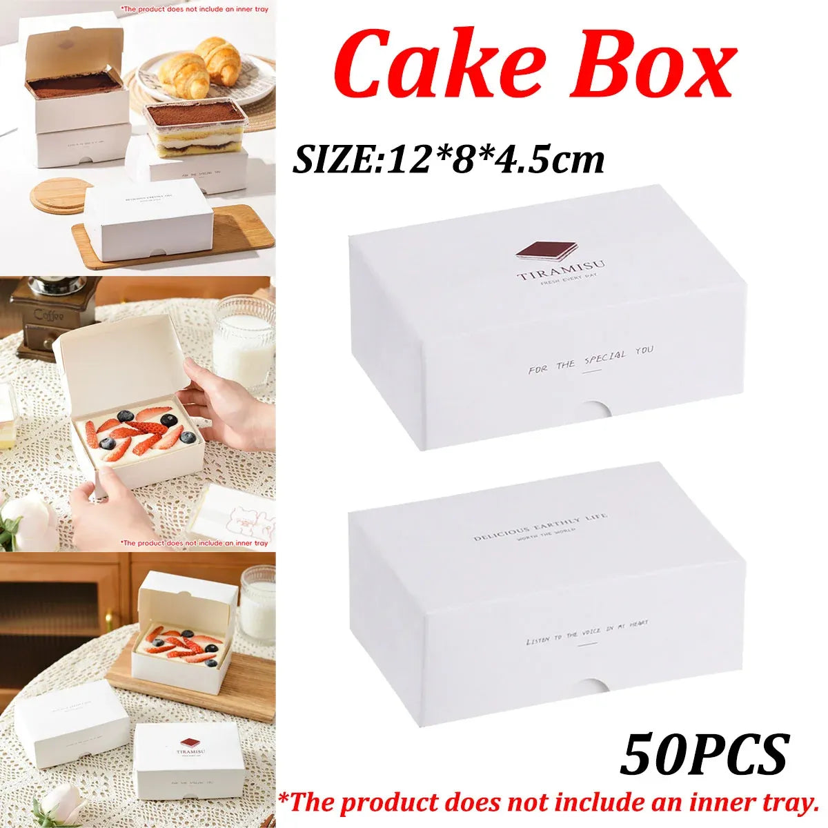 Western Dessert Presentation Box 50 Pack Tiramisu Bakery Gift Packaging Set - Pattern
