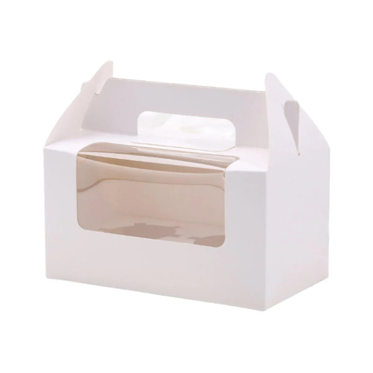 25pcs Portable Cupcake Packaging Box with Transparent Window for Easy Opening - White-2Cup