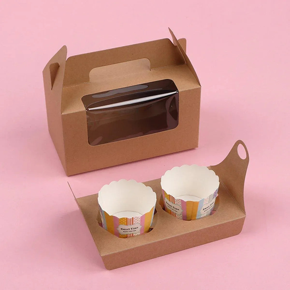 25pcs Portable Cupcake Packaging Box with Transparent Window for Easy Opening - White-6Cup