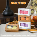 50PCS Kraft Paper Gift Box with Clear Window 10.5x3.5x5.5cm Khaki/White Sturdy - White