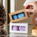 50PCS Kraft Paper Gift Box with Clear Window 10.5x3.5x5.5cm Khaki/White Sturdy - White