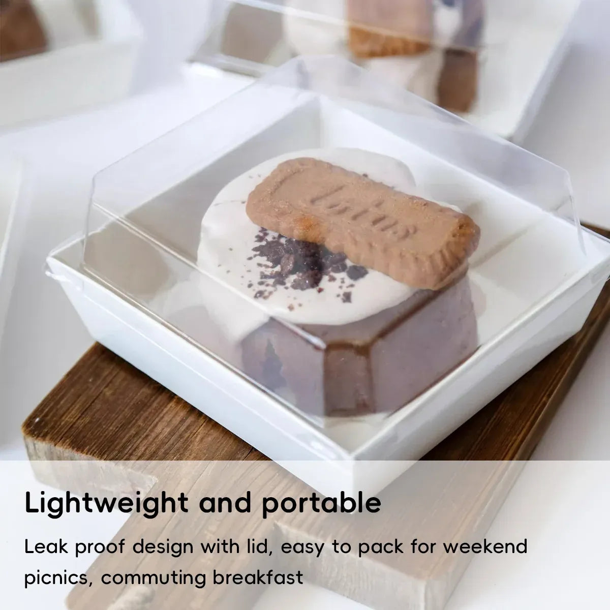 50Pcs Cake Sandwich Takeaway Box Bakery Packaging Outdoor Party Picnic Boxes - White