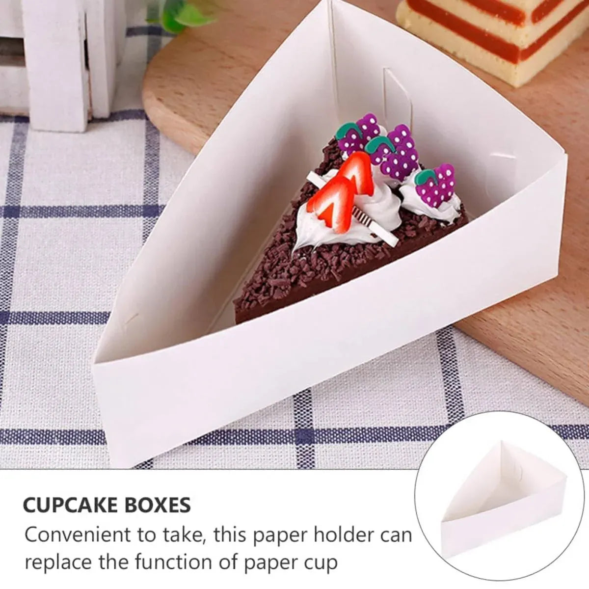 50 Pcs Triangular Cake Slice Box Cardboard Dessert Takeaway Pastry Container