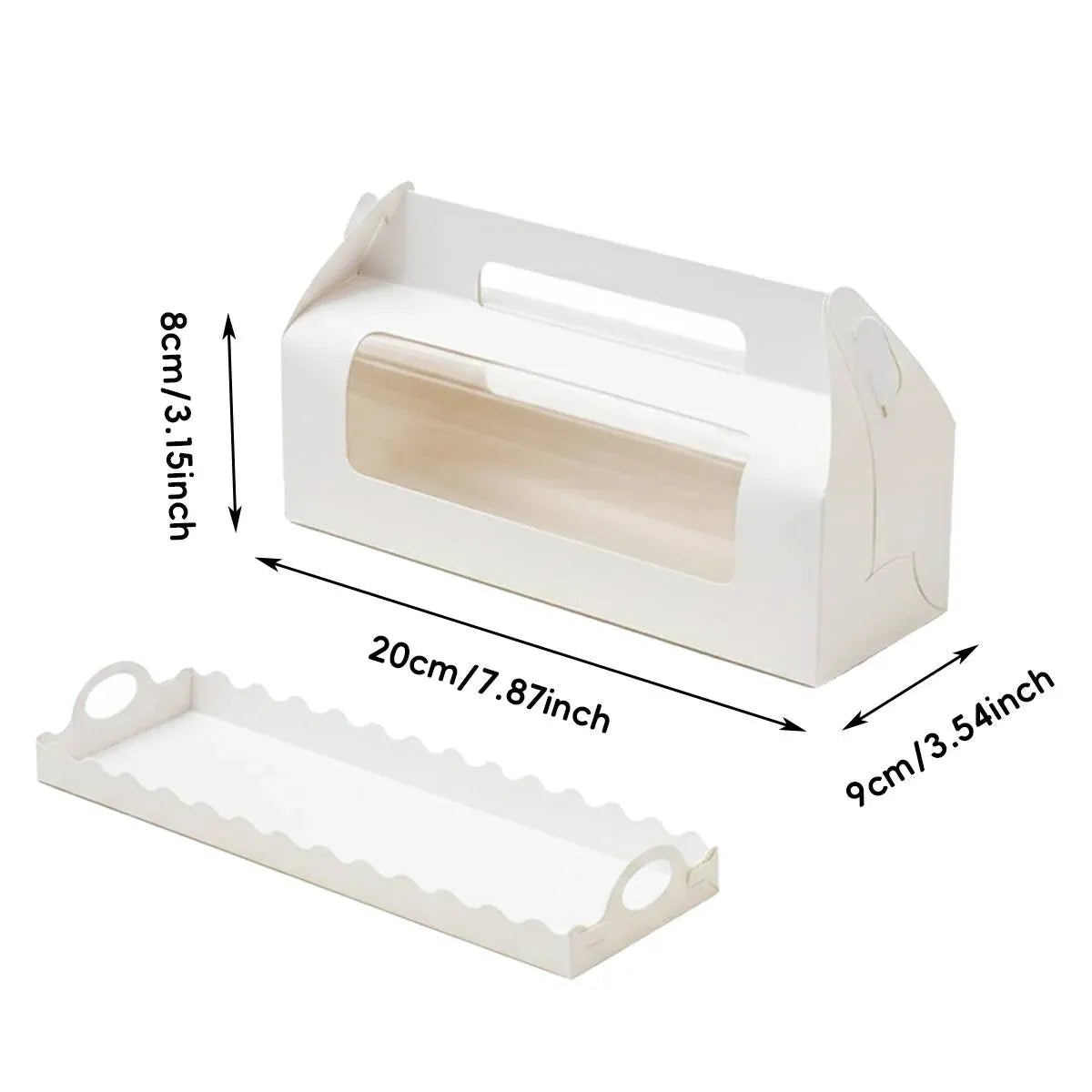 20Pcs Window Cake Roll Packaging Box with Handle Bakery Takeaway Party Dessert