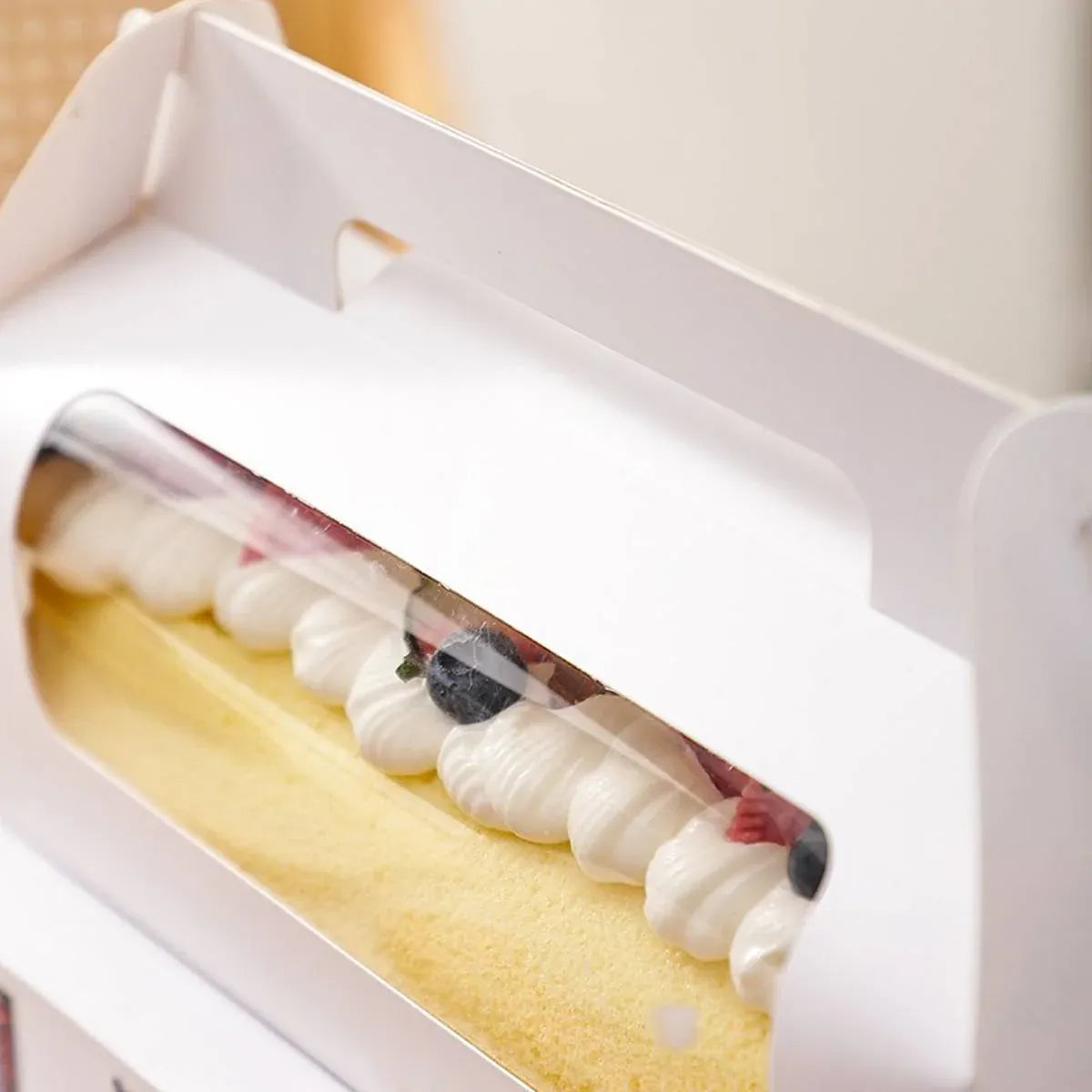 20Pcs Window Cake Roll Packaging Box with Handle Bakery Takeaway Party Dessert