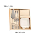 Stainless Steel Cake Knife Fork Plate Set With Candles For Party Dessert Serving