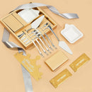 Stainless Steel Cake Knife Fork Plate Set With Candles For Party Dessert Serving