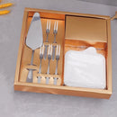 Stainless Steel Cake Knife Fork Plate Set With Candles For Party Dessert Serving
