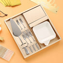 Stainless Steel Cake Knife Fork Plate Set With Candles For Party Dessert Serving