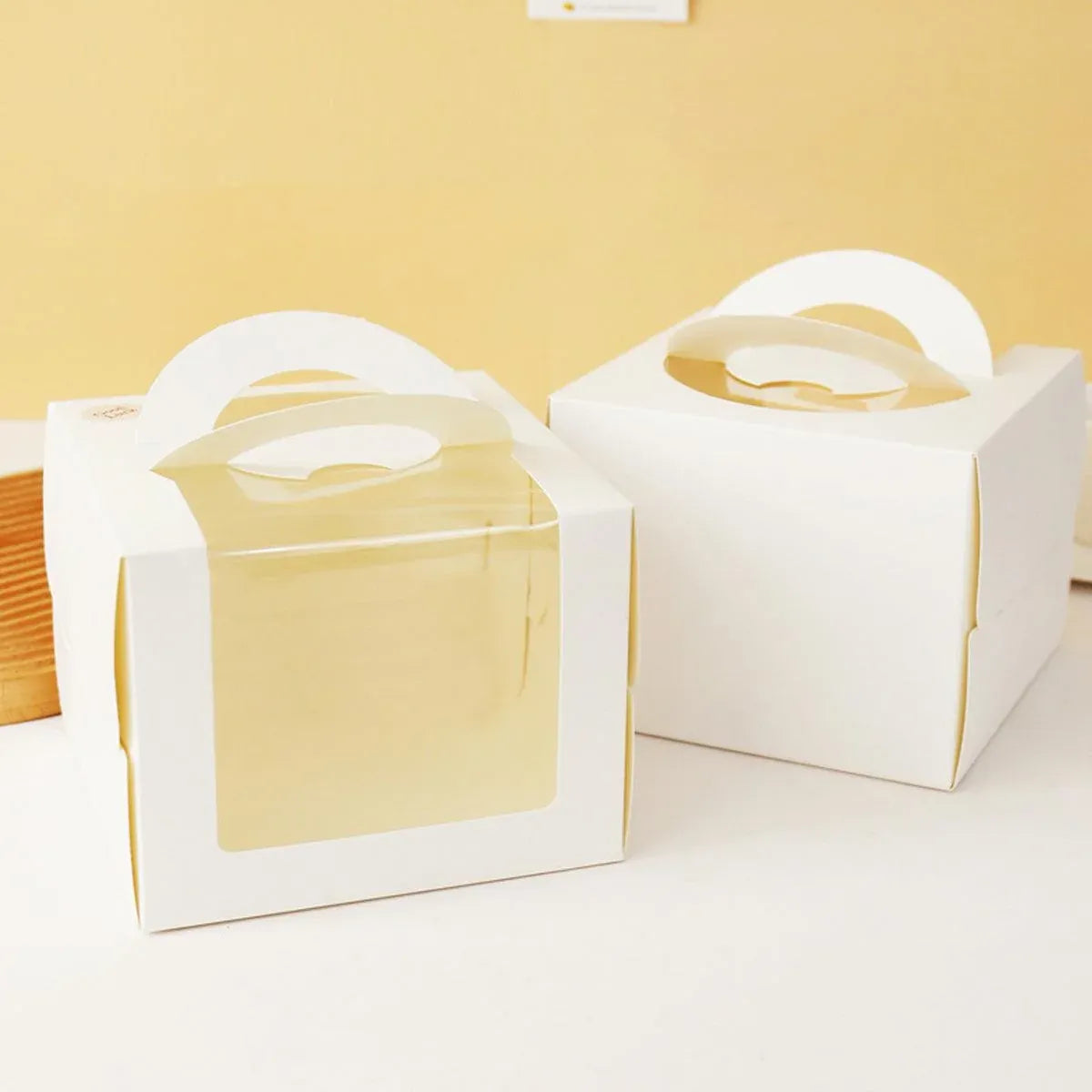 50pcs Portable Cake Boxes with Open Window for Birthday Party Cake Packaging - 8inch
