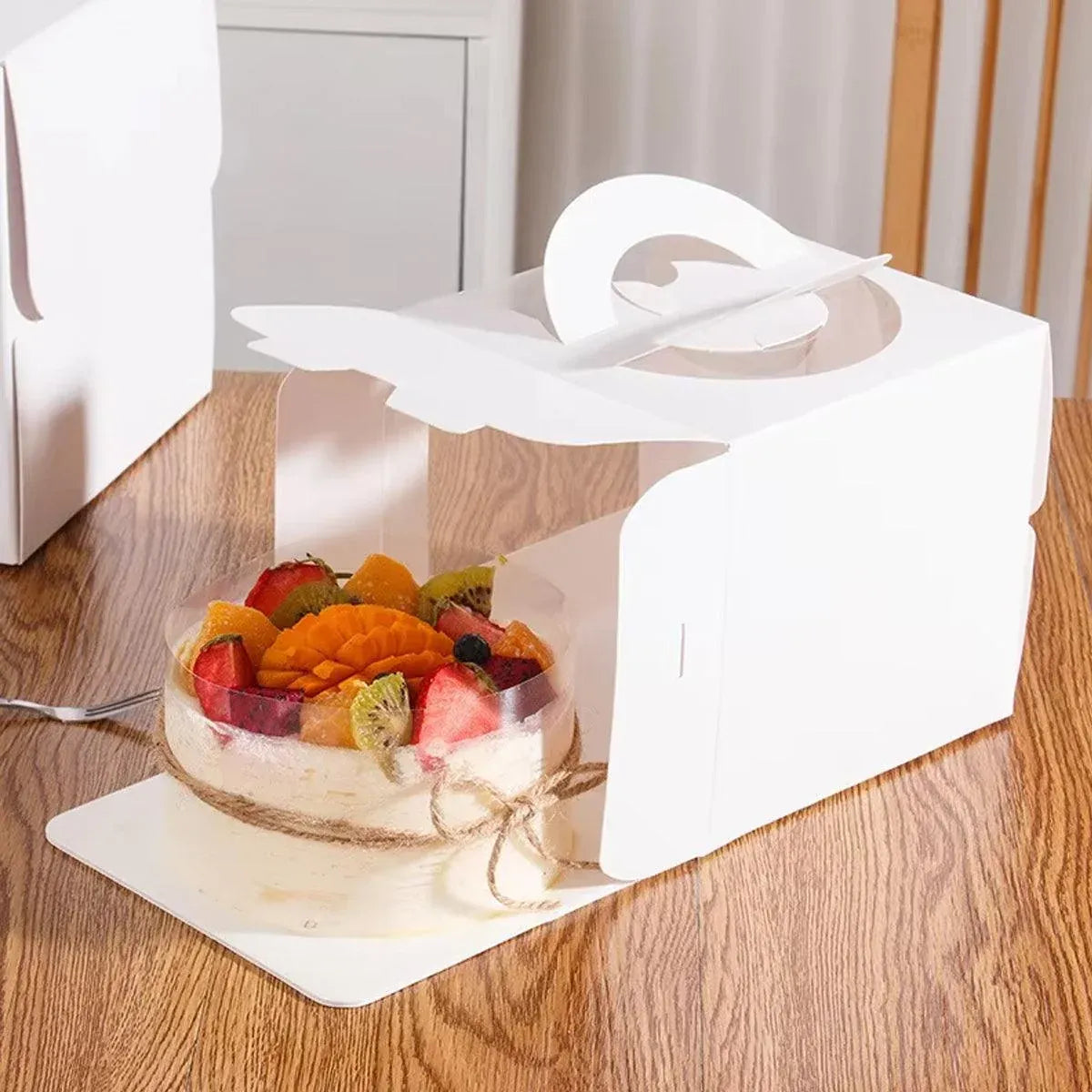 50pcs Portable Cake Boxes with Open Window for Birthday Party Cake Packaging - 8inch