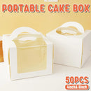 50pcs Portable Cake Boxes with Open Window for Birthday Party Cake Packaging - 8inch