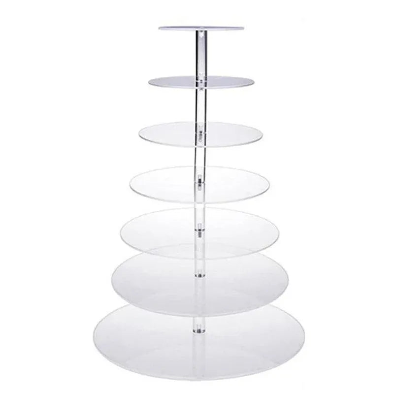 Acrylic Cupcake Tower 3 4 5 6 7 Tier Clear Cake Stand for Wedding Party - 4 Tiers