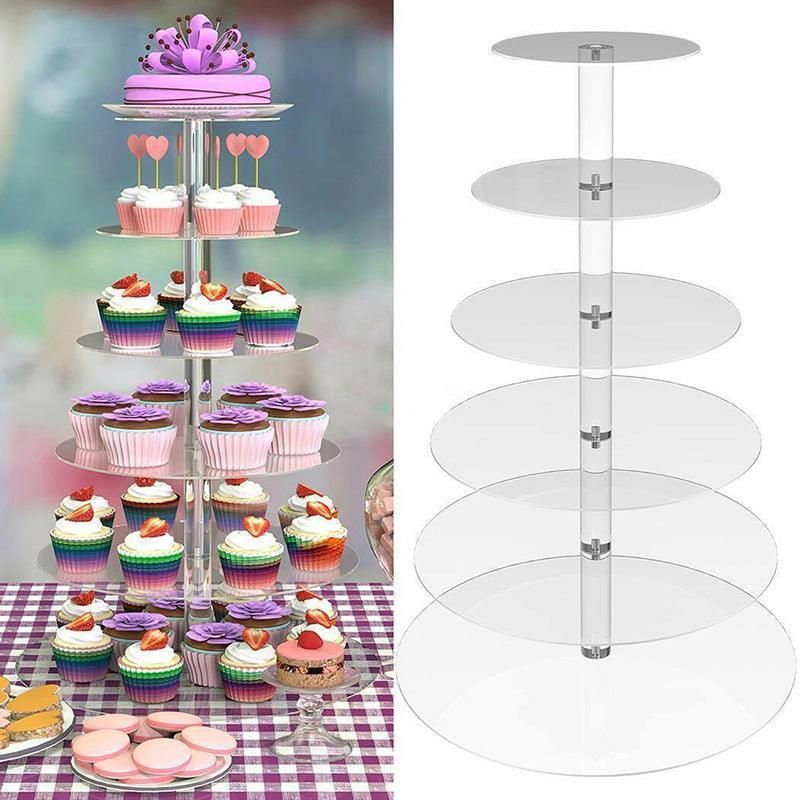 Acrylic Cupcake Tower 3 4 5 6 7 Tier Clear Cake Stand for Wedding Party - 4 Tiers