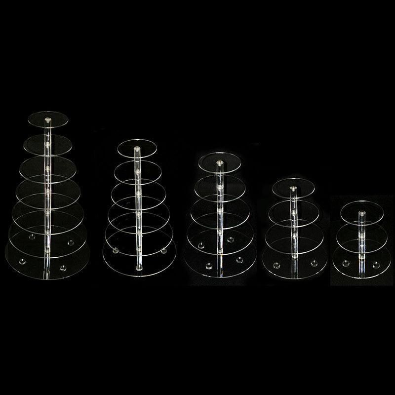 Acrylic Cupcake Tower 3 4 5 6 7 Tier Clear Cake Stand for Wedding Party - 5 Tiers