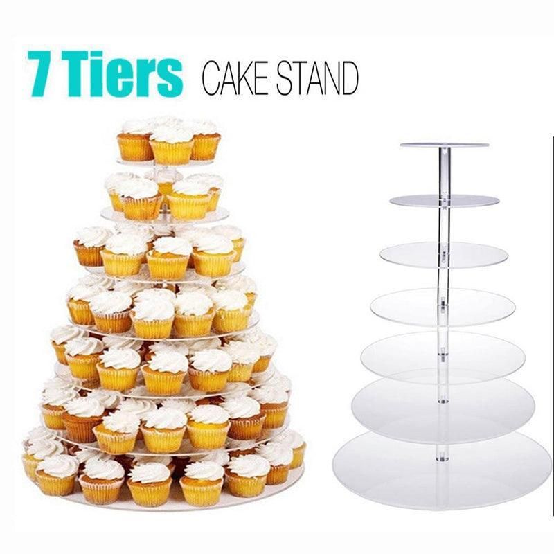 Acrylic Cupcake Tower 3 4 5 6 7 Tier Clear Cake Stand for Wedding Party - 5 Tiers