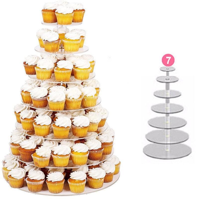 Acrylic Cupcake Tower 3 4 5 6 7 Tier Clear Cake Stand for Wedding Party - 5 Tiers