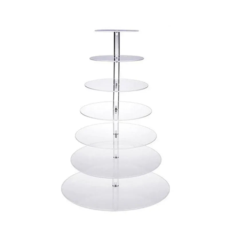 Acrylic Cupcake Tower 3 4 5 6 7 Tier Clear Cake Stand for Wedding Party - 6 Tiers