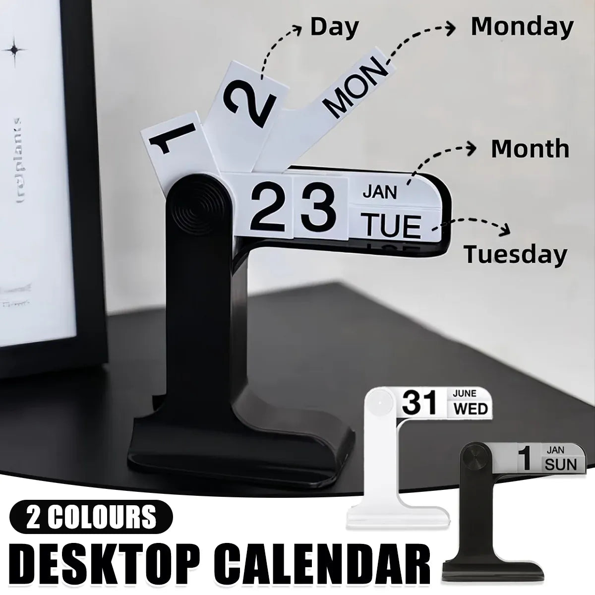 Creative Desktop Flip Calendar Table Calendar For Living Room Office Decorative - White