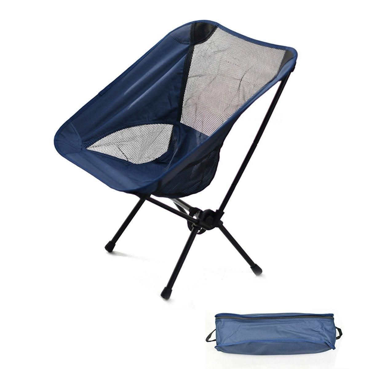 Outdoor Portable Lightweight Folding Camping Chair High Back Fishing Chair - Dark Blue